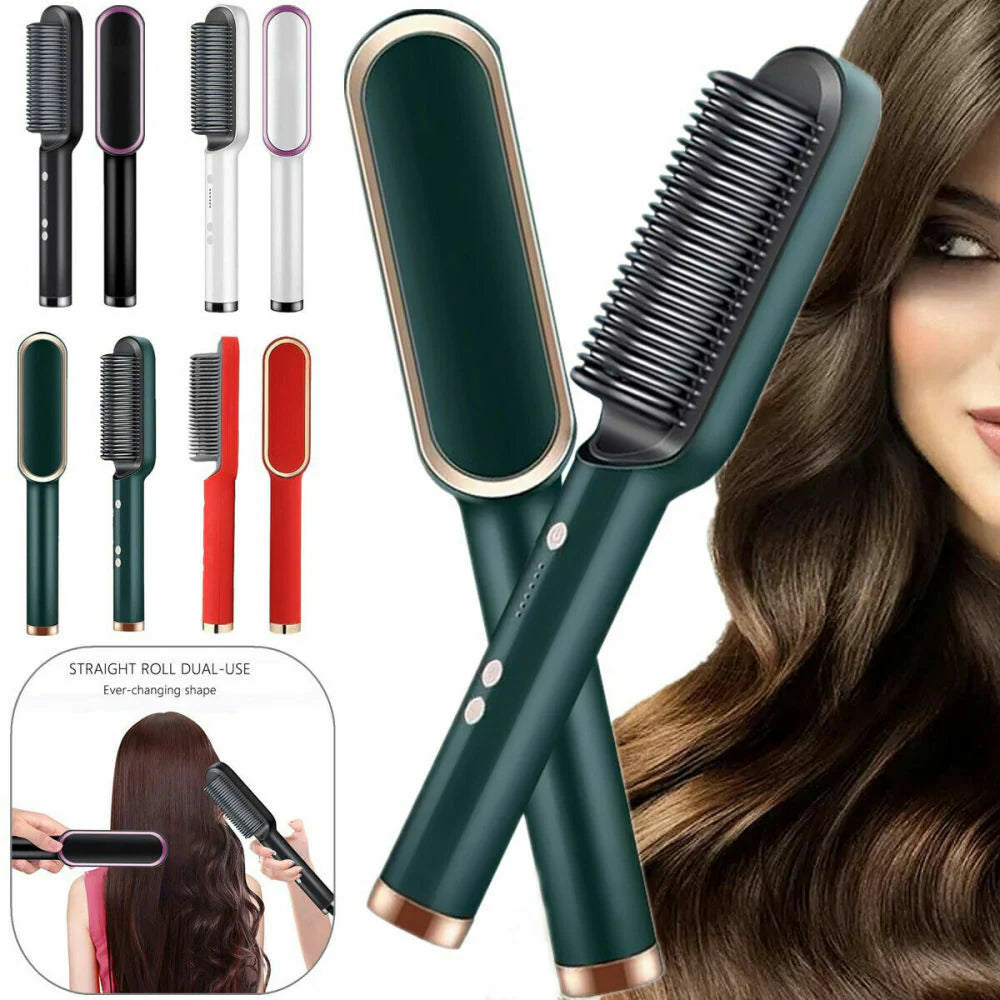 3 in 1 Straightener Comb,Brush & Curler. A Quick Styling Tool For Women & Girls