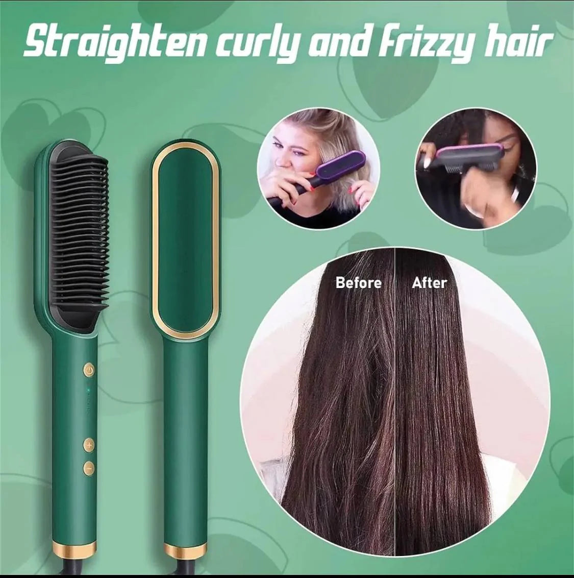 3 in 1 Straightener Comb,Brush & Curler. A Quick Styling Tool For Women & Girls